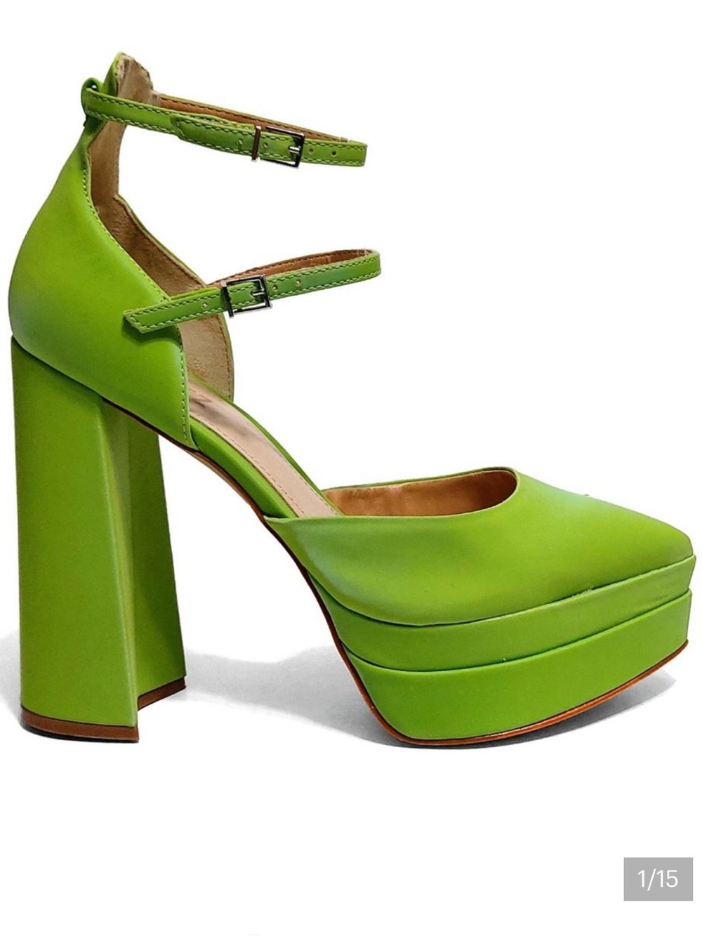 Schutz elesee lime green pointy toe platform heels